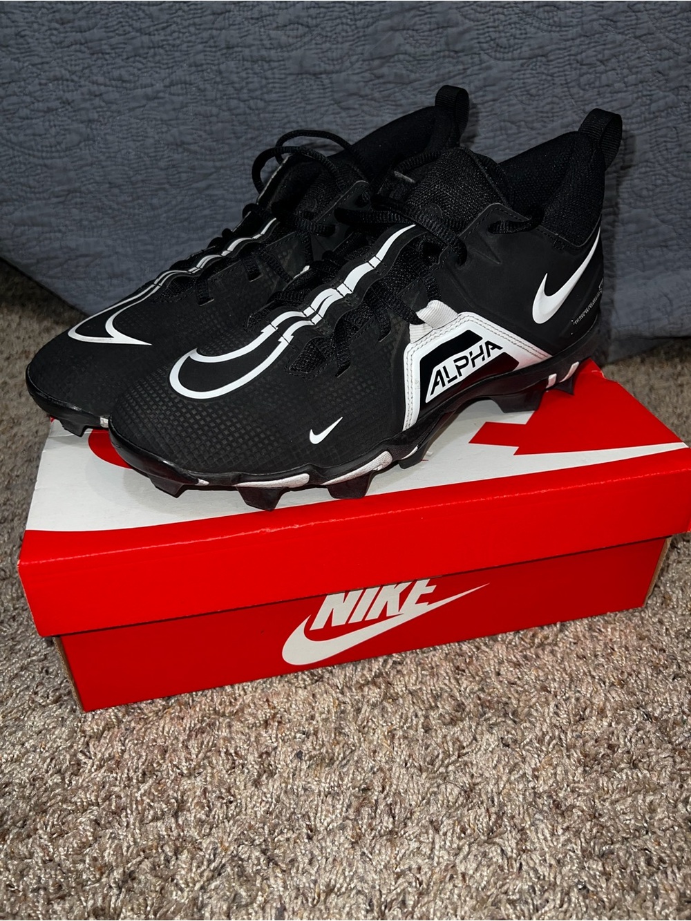 Nike Alpha Menace Men's Black and White Athletic Cleats
